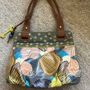 Fossil Key-Per Shoulder Bag with Brown Straps